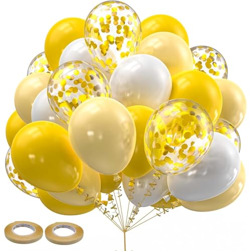 Image of 60PCS White and Gold Balloons,Gold Confetti Balloons White and Gold Balloon Arch Kit,Suitable for Wedding Birthday Party Graduation Engagement Bridal Shower Decorations