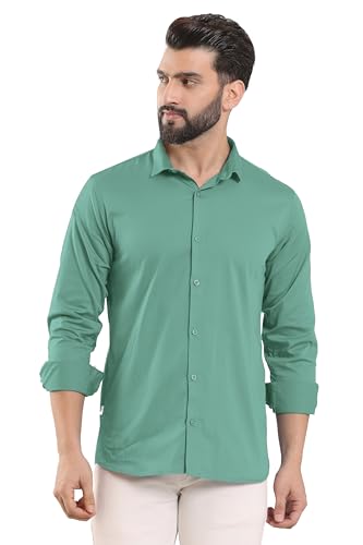 Image of FILO HEVIS Men's Solid Regular Fit Cotton Casual Shirt with Spread Collar & Full Sleeves.