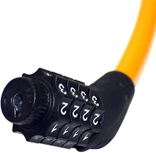 Sanwo Security Bike Lock 4 Digit Resettable Combination Cable Lock For Bicycle, 2 Feet X 1/2 Inch (Orange) #TOP4