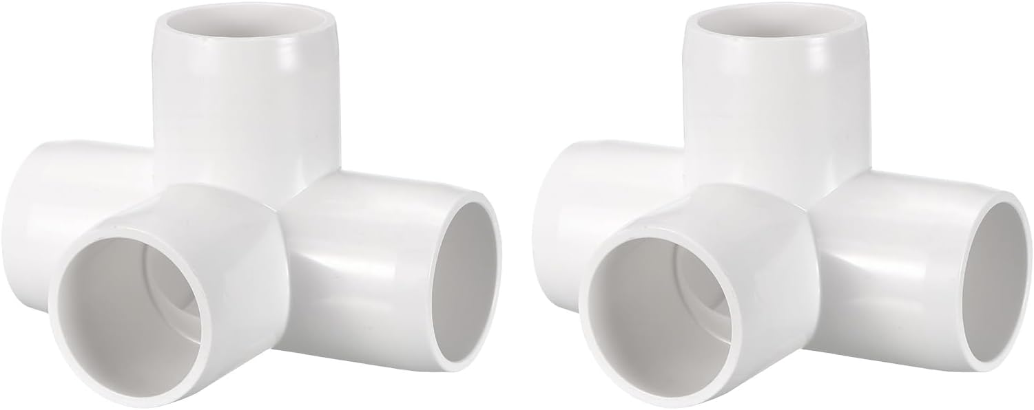 2Pcs 1 1/4" Elbow PVC Fitting, SCH40 4-Way Tee Furniture Grade PVC Pipe Fitting, DIY Corner Elbow Connector for Building Furniture, Greenhouse Frame Connection, Socket x Socket