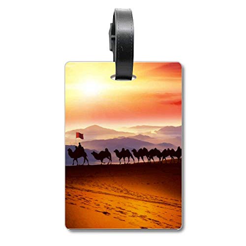 Étiquette valise soie camel identification bagage voyage