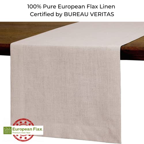 D'Moksha Homes Linen Natural Table Runner 92 CM, 100% Pure Linen Small Table Runner 36 x 92 cm for Dresser Coffee Tables - Image 2