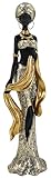 Lescafita African Tribal Woman Statue with Golden Sash - Elegant Handmade Home Decor Sculpture, Vintage Aesthetic Figurine for Bookshelf & Table Display, Unique Housewarming Gifts for Women