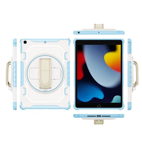 Étui iPad Pro 11 bleu avec sangle rotative et coque silicone antichoc