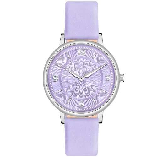 Image of Acnos 6 Colors Dial Leather Strap Quartz Analog Watch for Women - Classic & Stylish