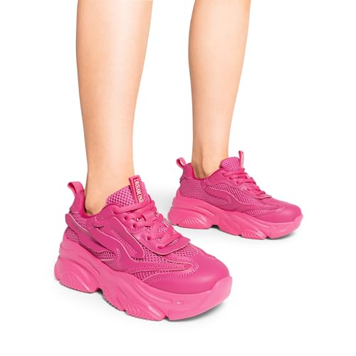DREAM PAIRS DREAM PAIRS Women's Platform Chunky Fashion Sneakers Jaxon Walking Lace Up Comfortable Dad Sneakers Workout Sport Work Casual Tennis Shoes,Size 6.5,Hot Pink,SDFN2406W