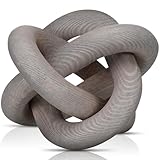 Yalikop 3 Link Wood Knot Decor - Hand Carved Coffee Table Decoration, Boho Chain Link Decor, Modern Shelf, Rustic Objects for Home Living Room Bedroom(Gray)