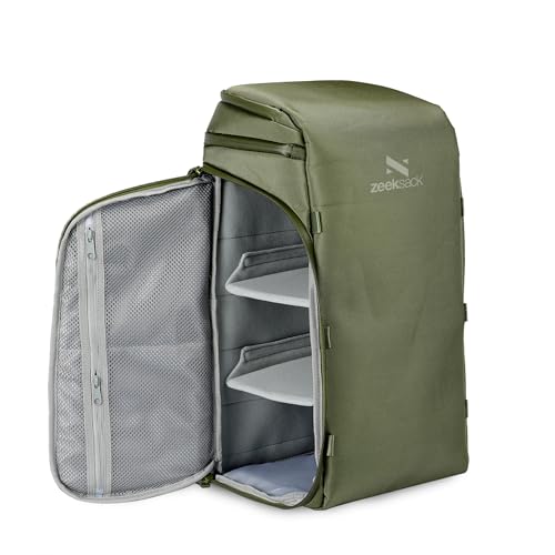 Zeeksack Rucksack Grün 30L - The Organizer Backpack & Reiserucksack mit Laptopfach herausnehmbaren Trennern & Smart Pockets - Handgepäck-Rucksack fürs Flugzeug Arbeit Fitness & Wochenendtrips