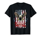 Southern Rock Est. 1960s - Vintage Eagle & Flag Design T-Shirt, Small, Black