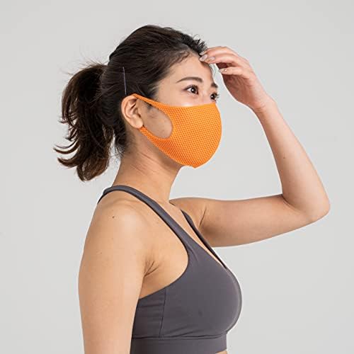 Amazon スポーツ仕様 メッシュ素材 洗えるマスク 快適立体設計 バルザーリ Barmazero オールメッシュマスク2枚組 オレンジ Sサイズ プレミアムジア 布マスク