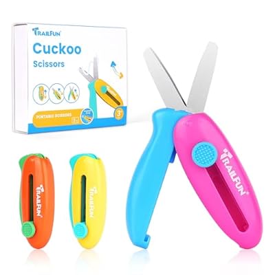 Retractable Safety Scissors for Kids, 3Pcs Scis...