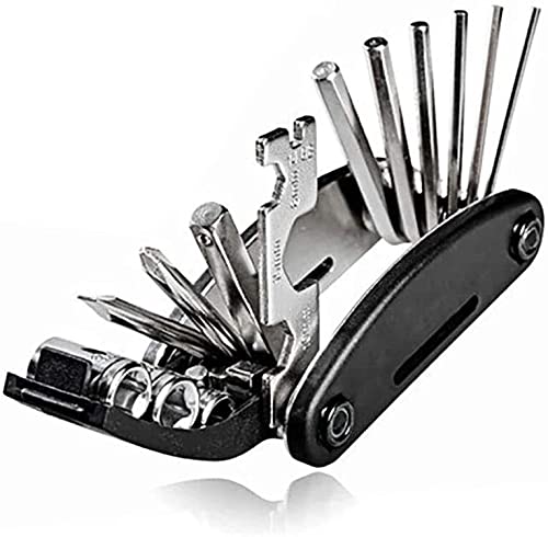 SHISHI Herramienta de reparación de Bicicletas 16 en 1 Juego de Herramientas de Bicicleta Llave Destornillador Cadena de Acero al Carbono Bicicleta Multi-Herramienta