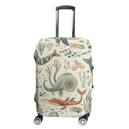 Marine Animal Pattern Travel Luggage Cover Anti-scratch Suitcase Cover Elastic Suitcase Protective Cover Fits 19-32 Inch Luggage M