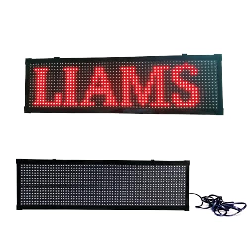 Image of LED Scrolling Message Display Board - Programmable Red Color Digital Sign 27 x 8 Inch for Indoor /Outdoor Use