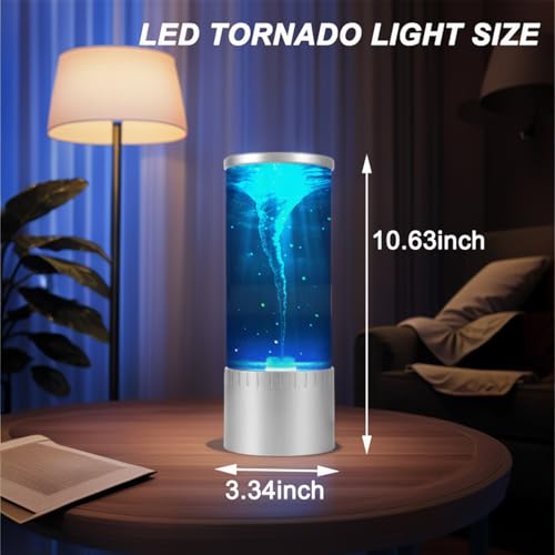 Image of Tornado Lamp Twister Hurricane Relaxing Liquid Motion Led Night Lighting 7 Colors Automatic Dimming USB Cable Powered for Women Kids Birthday Gift Party Home Living Room Decor