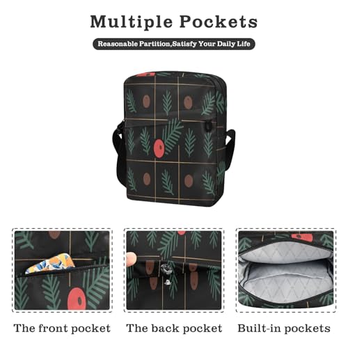 men's messenger bag mens crossbody Shoulder Handbag Adjustable Strap for Casual Casual- Nordic Dark Color Black Fruits2