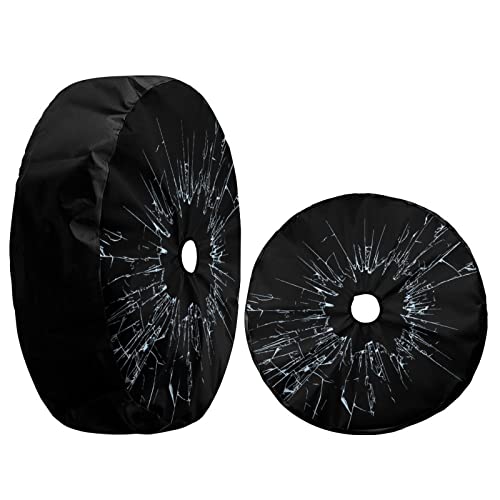 Image of Delerain Spare Tire Cover with Backup Camera Hole Broken Glass Wheel Covers Waterproof Dust-Proof UV Sun Universal Fit for RV Trailer RV SUV Truck (17 Inch for Diameter 31 inch-33 inch)