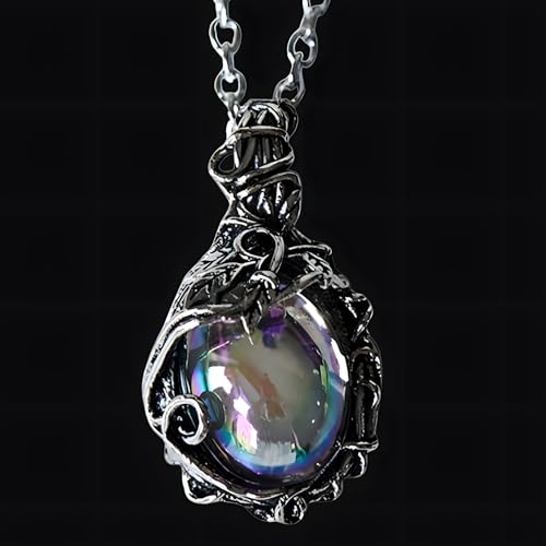 Collier pendentif aurore boréale en acier durable au fini argenté - 3