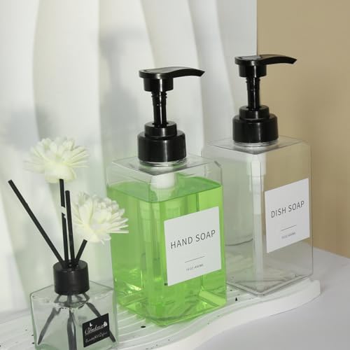 Lewistin DDDK002 Clear Soap Dispenser With Waterproof Labels, Plastic Hand Soap Dispenser thumb #3