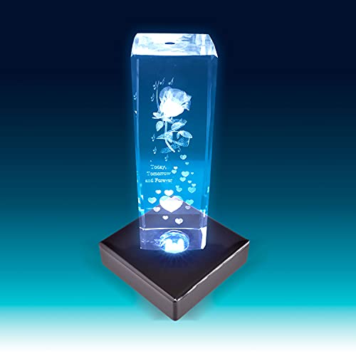 Image of 5 LED White Light Base for Glass Art - Square Black Satin Matte Wood Light Stand Base for Art Glass, Room Decor, Gemstones and Crystals - AC /USB Powered