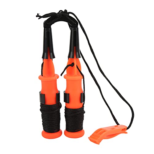 Cyrank 2Pcs Ice Safety Picks, Ice Fishing Safety Picks with Whistle Dual Handheld Hammer Outdoor Fishing Tackle Tool for for Winter Hiking(Black Rope)