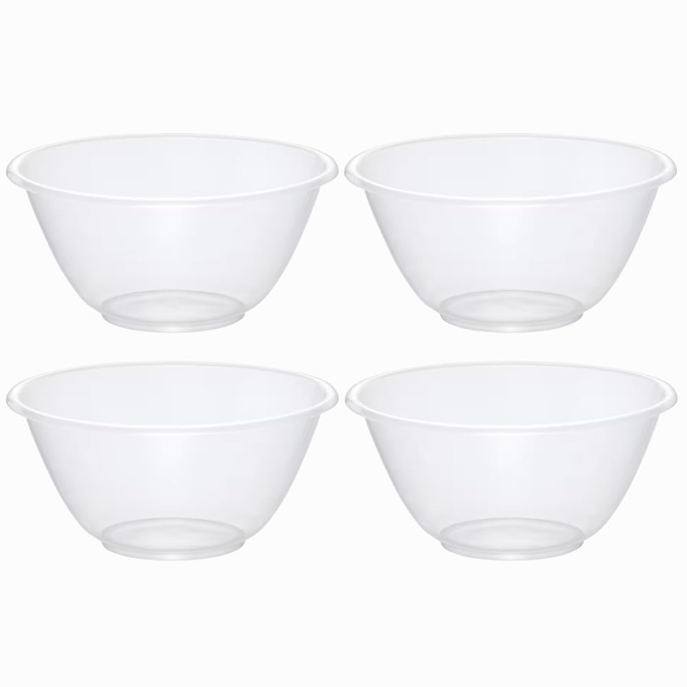 eMKay® Set of 4 Clear 30cm Plastic Mixing Bowls – 7.0L BPA-Free Food-Safe Nesting Bowls for Kitchen Prep, Baking & Serving – Microwave & Dishwasher Safe Lightweight Bowls