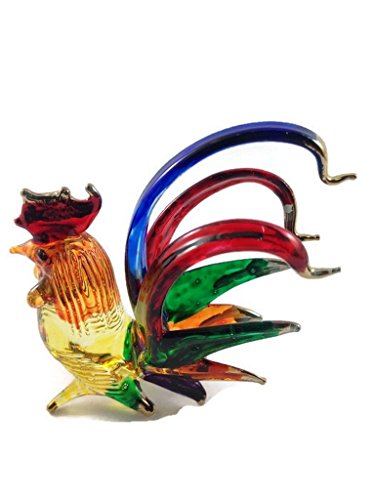 Mr_air_thai Glass Blown Miniature Rooster Figurine #TOP8