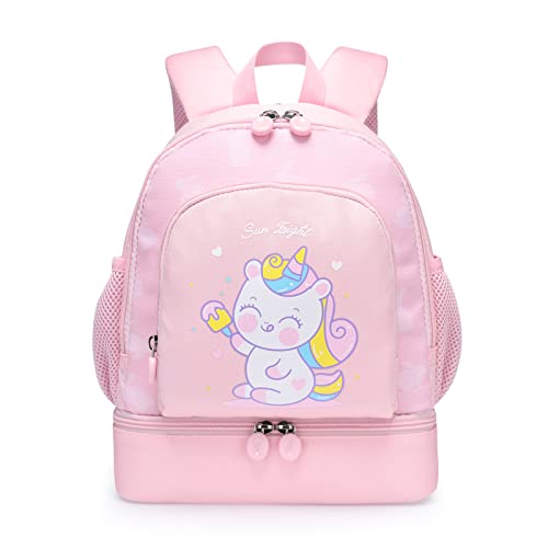Amythe Kinderrucksack,Einhorn Rucksack Kindergarten für Mädchen Kindergartenrucksack für 3 4 5 6 Jahre,Rosa Cover
