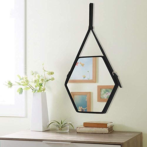 Miroir de maquillage en cuir hexagonal pour corriger les manques de lumière