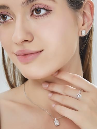 MomentWish Engagement Ring for Women, Moissanite Promise Ring for Her, D Color VVS1 Simulated Moissanite 925 Sterling Silver Ring for Wedding Anniversary2