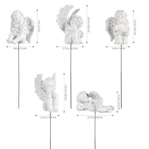 DECHOUS 5Pcs Angel Garden Stakes, Small Decorative Garden Stakes for Potted Plants, Fairy Angel Garden Figurine Memorial Small for Flower Pots Plants by DECHOUS - Used condition - Image 4