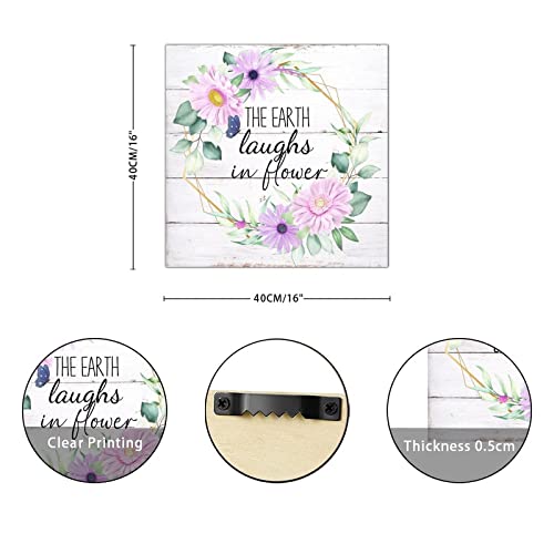 Panneau en bois message positif fleur décoration maison chaleureuse