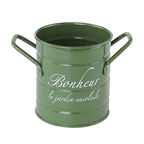 SPICE OF LIFE(スパイス) 鉢カバー 小物入れ ハンドルミニポット ボヌール グリーン 直径10cm 高さ12cm ブリキ JMGF2090GR