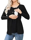 Umstands und Still Shirt Cosy Wild schickes Oberteil für die Schwangerschaft und Stillzeit (Schwarz, M)
