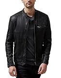 Absolute Leather Men's SPARTA Black Classic Genuine Lambskin Leather Jacket L Black