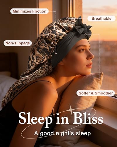 AWAYTR womens Double Layer Long Satin Bonnet Long Satin Bonnet (pack of 1)