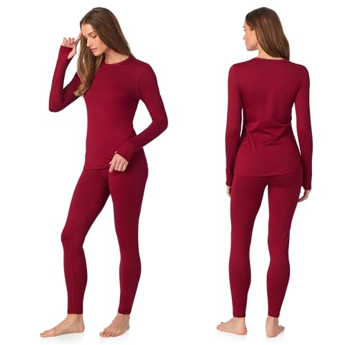 Image of Cuddl Duds Womens Heavyweight Cold Weather Fleece Lined Thermal Set - Long Sleeve Top & Leggings - Winter Lounge Sets