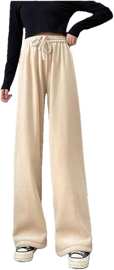 Waist Slim-fit Wide-Leg Casual Trousers 