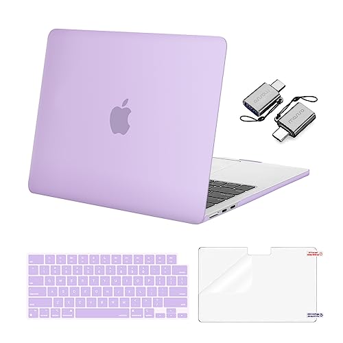 Image of MOSISO Compatible with MacBook Air 13 inch Case M5 2026 M4 2025 M3 M2 2024-2022 A3449 A3240 A3113 A2681, Hard Shell&Keyboard Cover&Screen Film&Type C for MacBook Air 13.6 inch Case, Purple