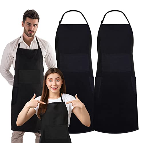 Conda Cotton Black Bib Apron 2 Pack With 4 Pockets Adjustable Straps Cooking Baking Bbq Art Aprons For Women Men Adults #TOP14