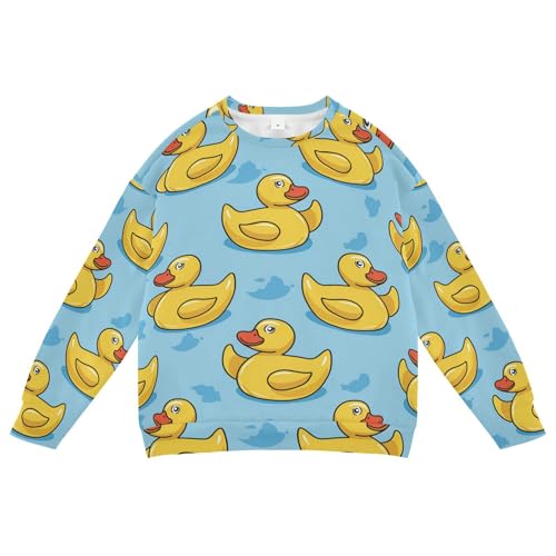 JUNZAN Cute Cartoon Rubber Ducks Blue Kids Girls Sweatshirt Hoodie Fleece Hoodie for Boys Athletic 4T