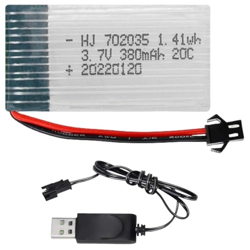 ERYNK Batería para avión RC Quadcopter, Hubsan X4 H107,H107C,H107L, X11 X11C,HS170 HS170C F180C HS170G TOZO Q2020 E016H E016F Drone batería con SM  3,7 V 380 mAh 25C RC Avión Batería para avión