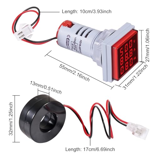 Image of 3PCS AC Current Voltage Amperage Power Energy Panel Meter LCD Digital Display Ammeter Voltmeter Multimeter with CT AC 60-500V 0-100A 20-75 Hz Multi-Function Power Monitor