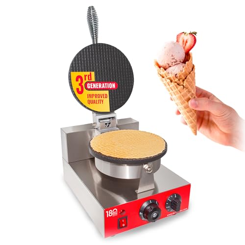 ALDKitchen Waffle Cone Maker | Commercial Waffle Roll Maker | Nonstick Coating | 110V (SINGLE)