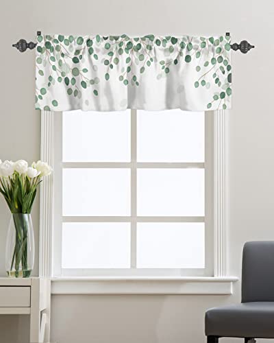 Yun Nist Valance Curtain For Windows Spring Green Plants,Privacy Panel Rod Pocket Window Treatment Simple Eucalyptus Leaves,Short Valances For Bathroom Kitchen Bedroom 54X18In #TOP2