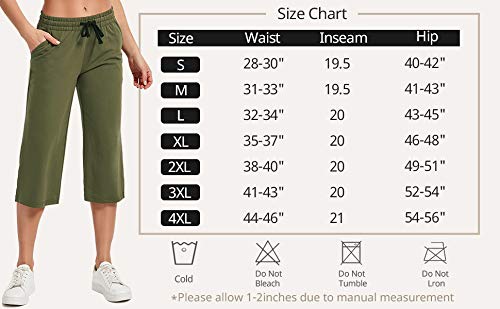 Specialmagic Women's Capri Pants Loose Yoga Cotton Capris Sweatpants 3 Pockets Wide Leg Drawstring Pajama Pants Black M #TOP5