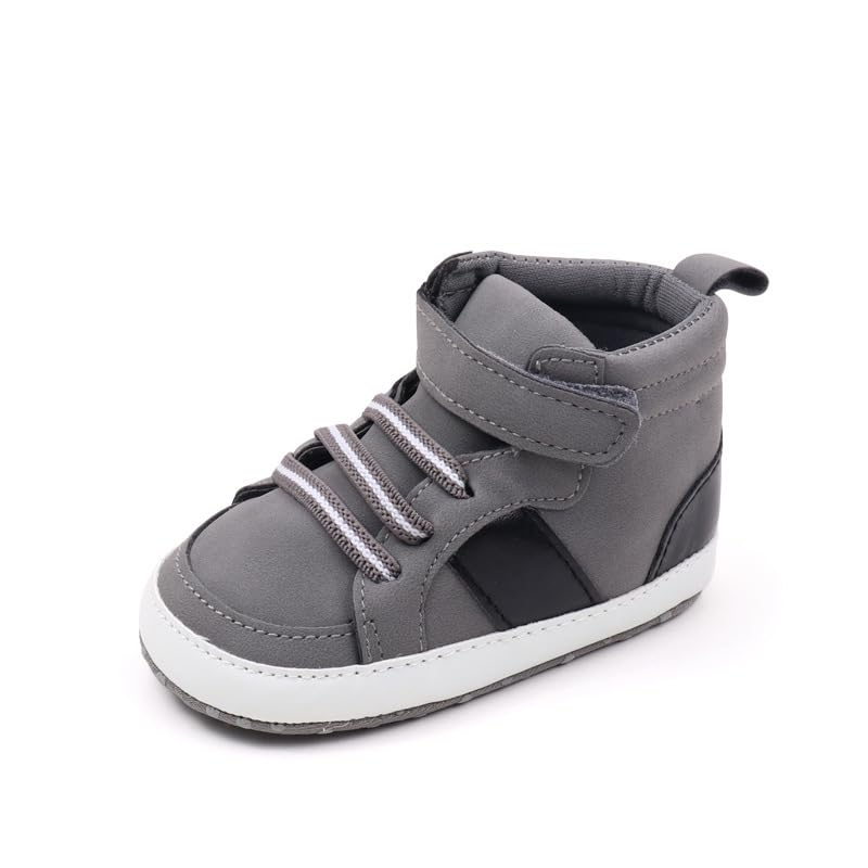 Baby Boys High Top Ankle Sneakers, Newborn Infant First Walkers Shoes4