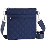 Quilted Crossbody Bags for Women Puffer Small Crossbody Bag Purses Puffy Shoulder Handbag for Women Travel- Navy