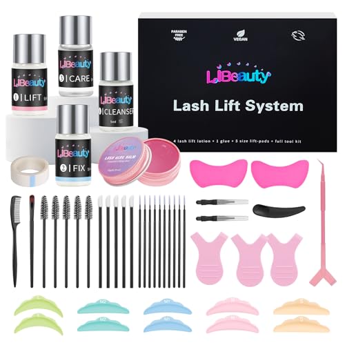 Libeauty Lash Lift Kit with Upgraded Glue Balm, Brow Lamination Kit, Professional Eyelash Curling & Perm, Suitable for Salon & Home Use