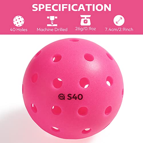 A11N S40 Outdoor Pickleball Balls- Usapa Approved, 6-Pack, Fuchsia #TOP1